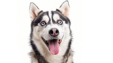 Obraz premium A dog with a tongue sticking out and a blue eye