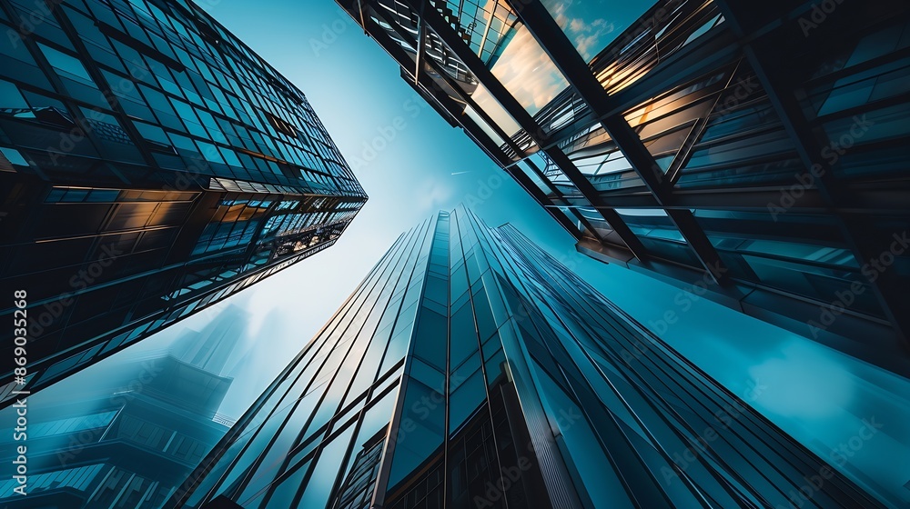 Poster Exterior of modern architecture modern city building Modern architecture abstract background building abstract : Generative AI