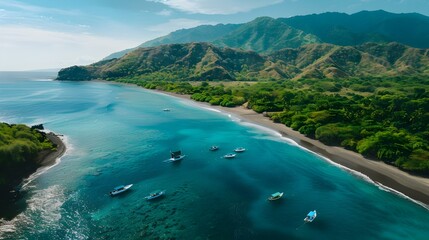 A beach with dark volcanic sand image