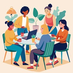 group of people in cafe