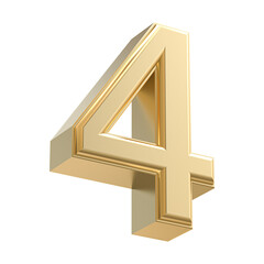 Fototapeta premium Gold 3D Number 4