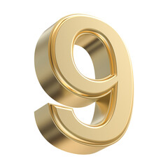 Gold 3D Number 9