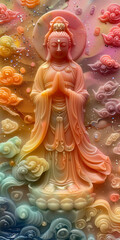 Fototapeta premium Colorful jade carving of Guanyin Buddha