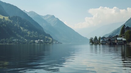 Austria salzburger land lake zell in summer with mountain valley in background : Generative AI