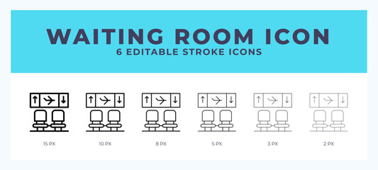 Waiting room line icon with different stroke. Vector illustration.