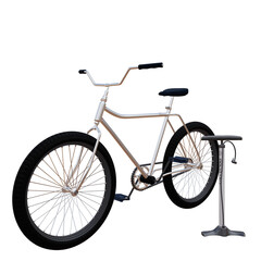 Obraz premium bicycle isolated on white with tire pump