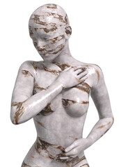 Obraz premium High detailed woman statue created from white marble. Marble female sculpture 3D Illustration.