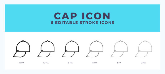 Cap lineal icon symbol vector. Black outline for web. App. Presentation and more.