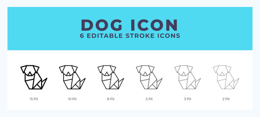 Dog icon set with different stroke. Design elements for logo. Vector illustration.
