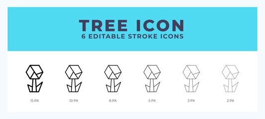 Tree icon symbol. Outline. Lineal icon with editable stroke.
