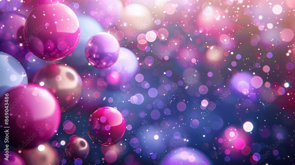 Poster floating pink and purple bubbles against a bokeh background, creating a dreamy and playful visual ef