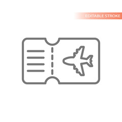 Airplane ticket line vector icon. Boarding pass outline symbol.