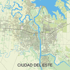 Ciudad del Este , Paraguay map poster art