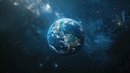 Fototapeta premium A stunning view of Earth from space, surrounded by stars and the vast expanse of the galaxy.