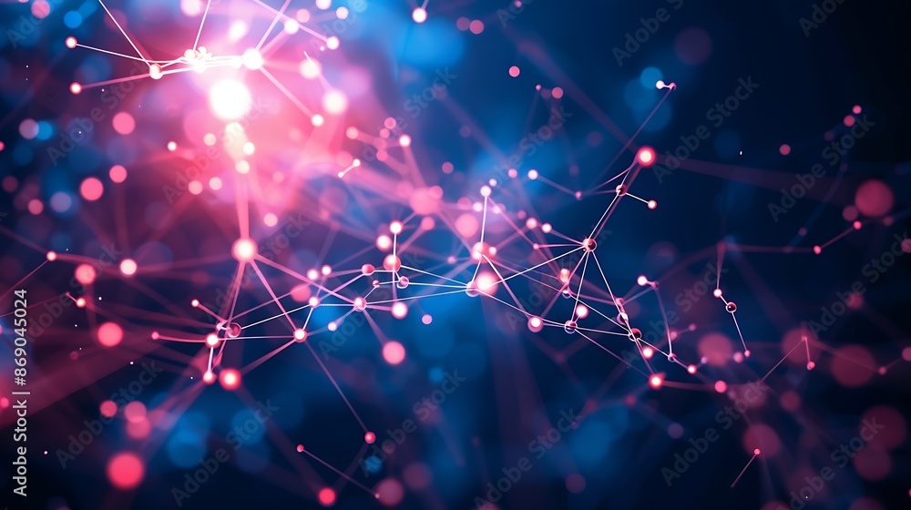 Leinwandbilder Abstract background Molecules technology with polygonal shapes connecting dots and lines Connection structure Big data visualization : Generative AI