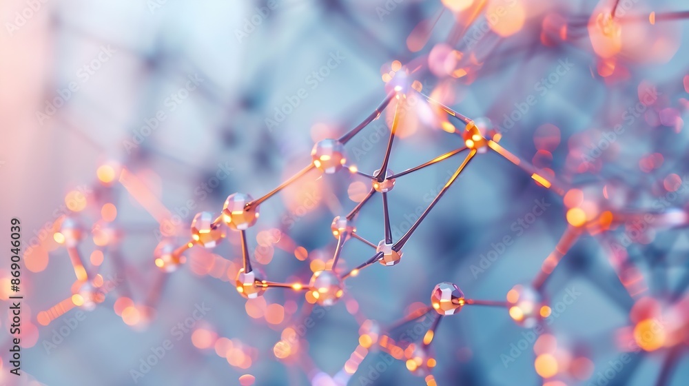 Aufkleber Abstract background Molecules technology with polygonal shapes connecting dots and lines Connection structure Big data visualization : Generative AI