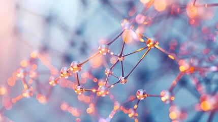 Abstract background Molecules technology with polygonal shapes connecting dots and lines Connection structure Big data visualization : Generative AI