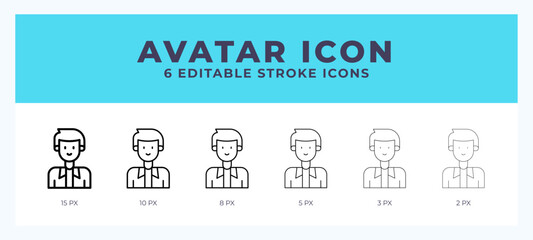 Avatar icon with different stroke. Editable stroke. Vector illustration.