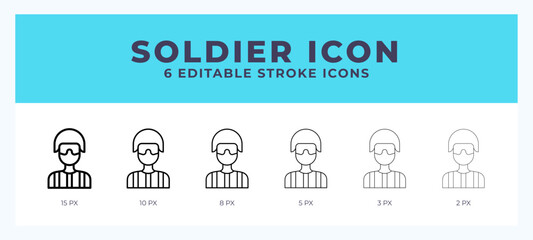 Soldier icon. Regular line. Thin line. Bold line. Vector illustration.