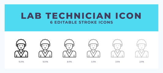 Lab technician icon with editable stroke. Outline icon vector illustration.