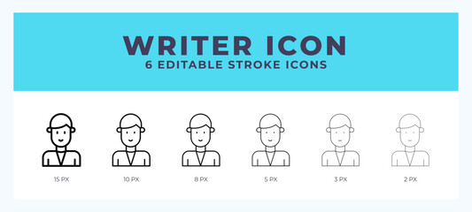 Writer vector icon for web and app. Editable stroke vector illustration