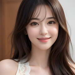 Naklejka premium Portrait of Young Asian Woman Smiling