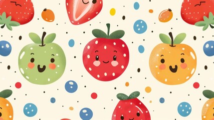 Cute Background with Cheerful Fruit Imagesl