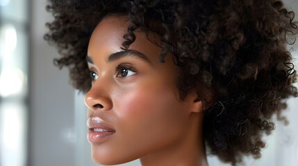 portrait of a young african american woman with curly hair