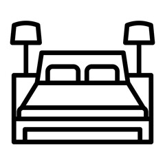 Bed Room Line Icon Design