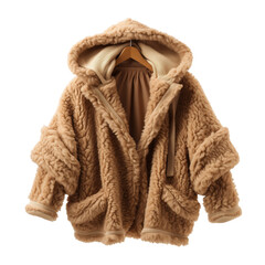 Warm Cozy Fleece Jacket Hanging Isolated on White Background