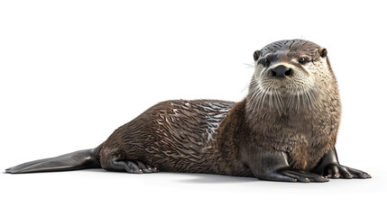Otter, white background