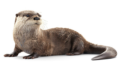 Otter, white background