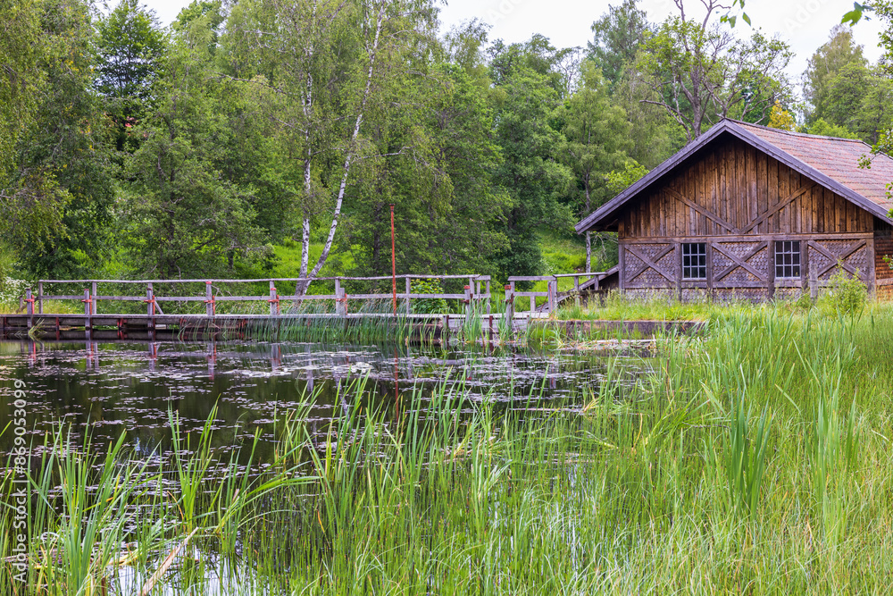 Canvas Prints Idyllic old mill by a river