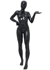 Abstract black marble female sculpture without face details. Detailed black marble texture, 3D Illustration.