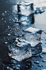Ice cubes on a black surface.