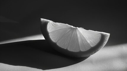 Monochrome Lemon Slice with Dramatic Shadow