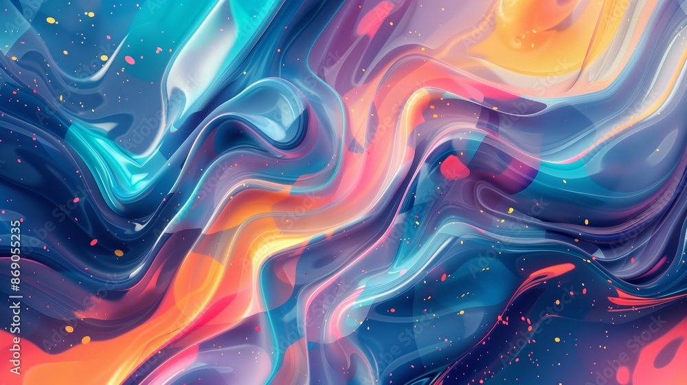 Poster a 3d background with dynamic swirling shapes and vibrant colors captivates and engages the viewer.