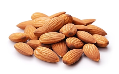 almonds isolated on white background. Peeled almonds