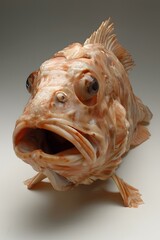 Obraz premium Taxidermied Fish Portrait on White Background