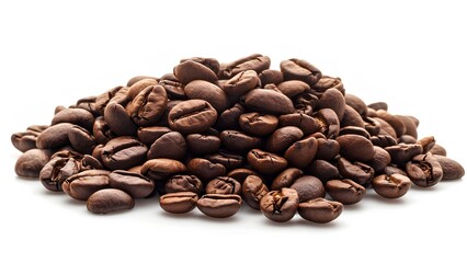 Pile of aromatic coffee beans, isolate white background