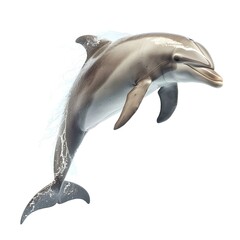 A bottlenose dolphin jumps out of the water.