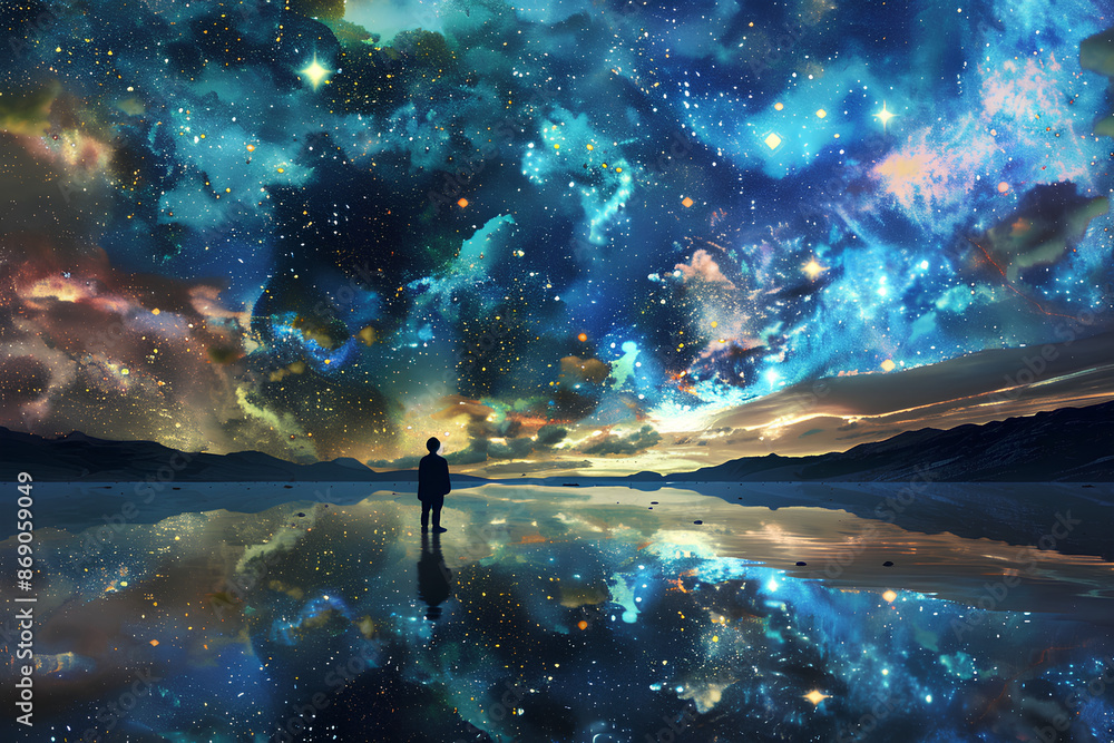 Poster a cosmic confluence of energy, where the boundaries between realities blur and anything is possible.