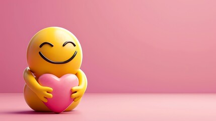 "Diverse emoji ball background with happy, sad, and angry expressions, of heart and ball in different color  isolated in yellow and white with glowing ball effects and empty text space."

