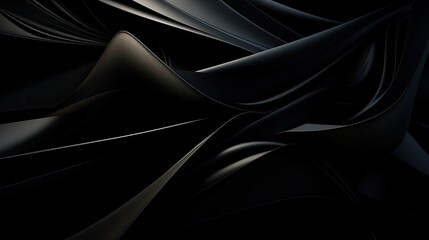 Elegant dark abstract background featuring smooth, flowing lines and luxurious metallic waves creating a sophisticated and modern design concept