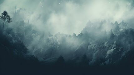 Misty Mountain Dreamscape Moody Atmospheric Landscape Art