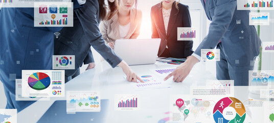 Meeting business people and business data concept. Digital transformation.