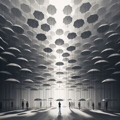 Obraz premium Colorful umbrellas and teddy bear