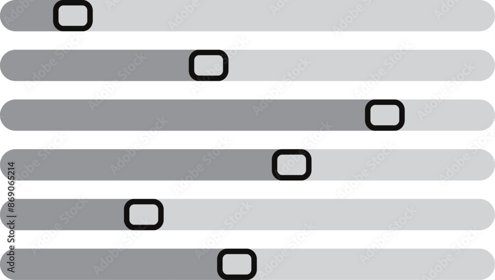 Poster volume slider adjustment icon set, horizontal grey slider button set, vector illustration.