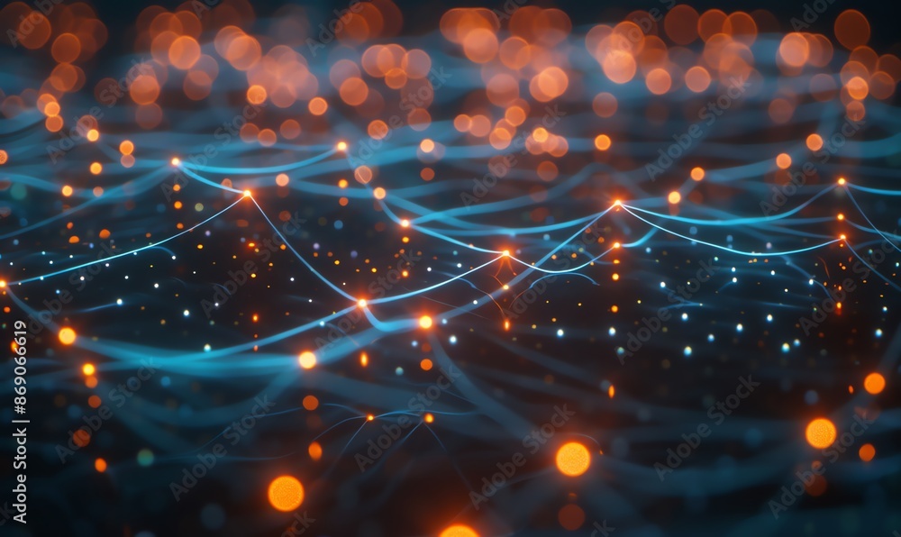 Poster abstract digital network with glowing lines
