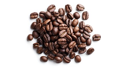 Fototapeta premium Pile of aromatic coffee beans, isolate white background